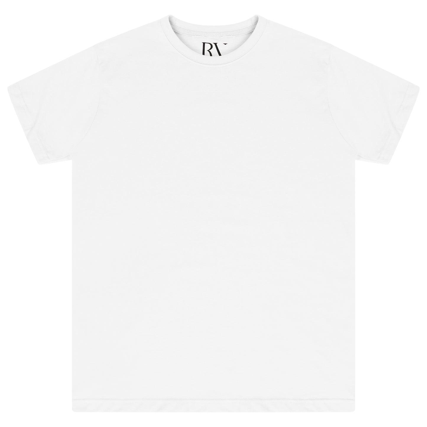 Laid-flat white oversized T-shirt displaying clean back, short sleeves, and relaxed silhouette.