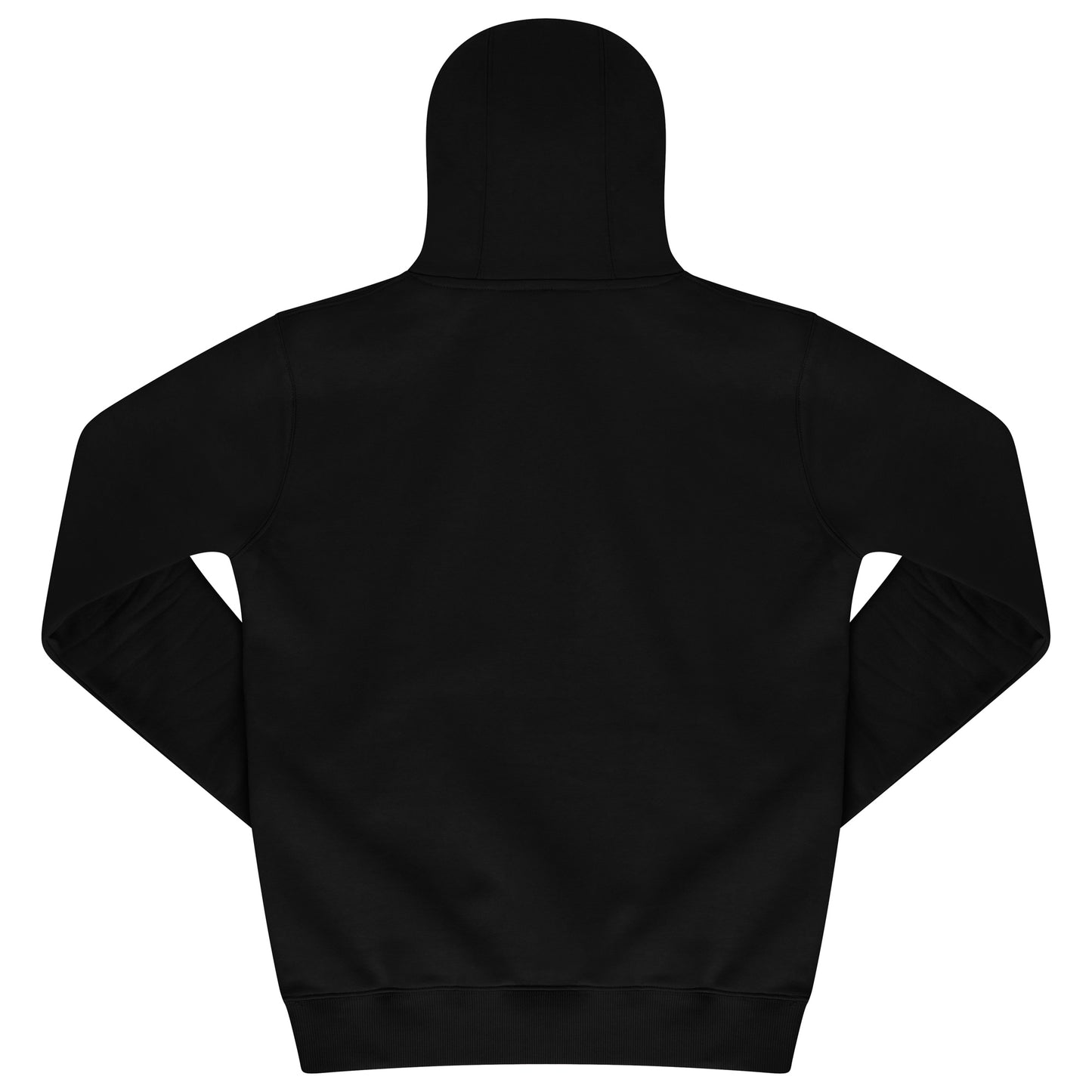 Back view of black Wild Roses Hoodie showing plain design and hood.