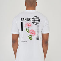 Pink Rose World Oversized T-Shirt - White