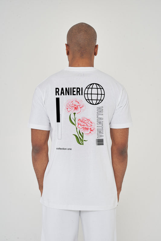 Pink Rose World Oversized T-Shirt - White