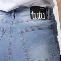 Womens Mid Rise Wide Leg Denim Jean