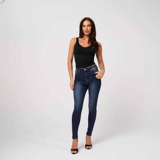 Womens Skinny Navy Blue Jeans