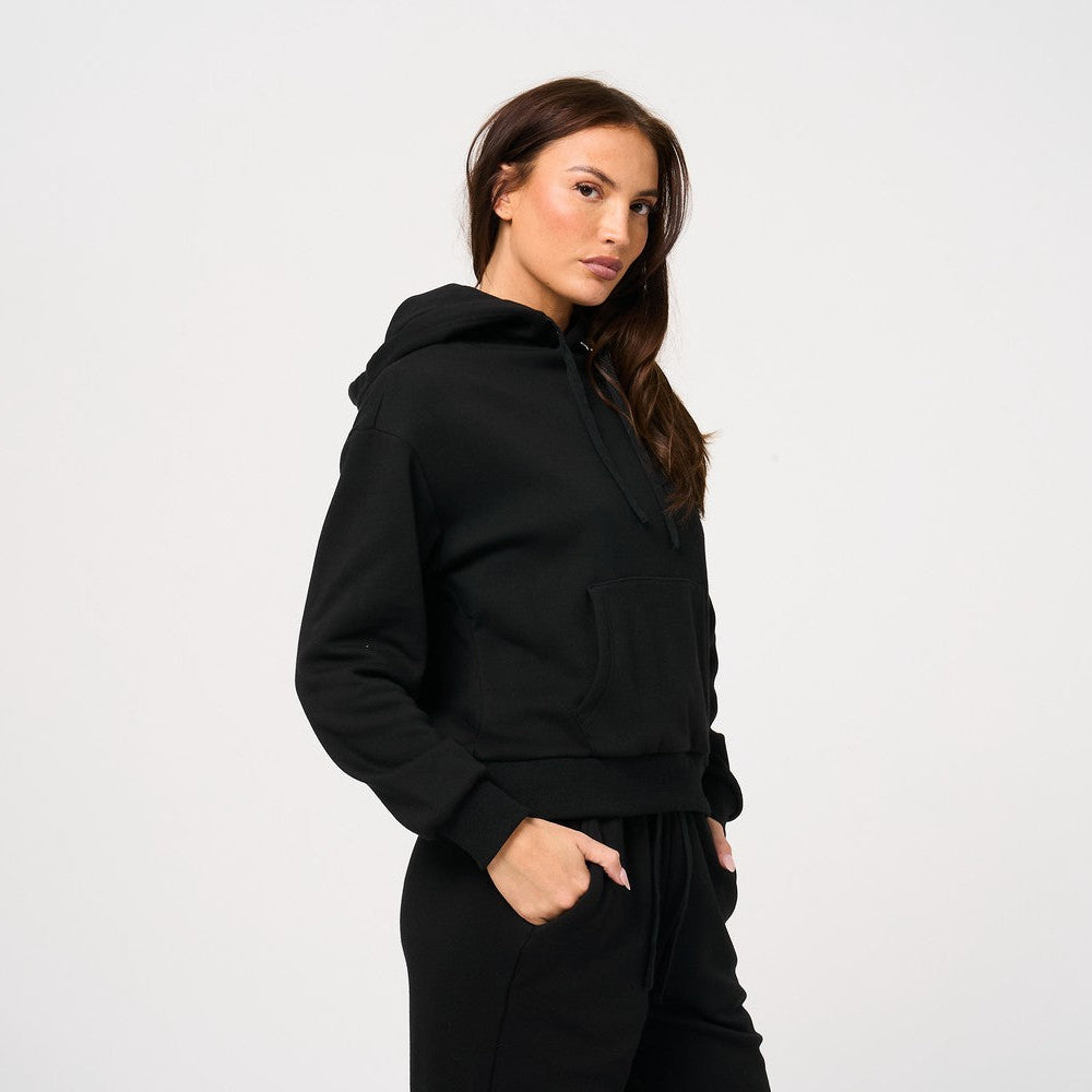 Womens Faux Fur Black Hoodie