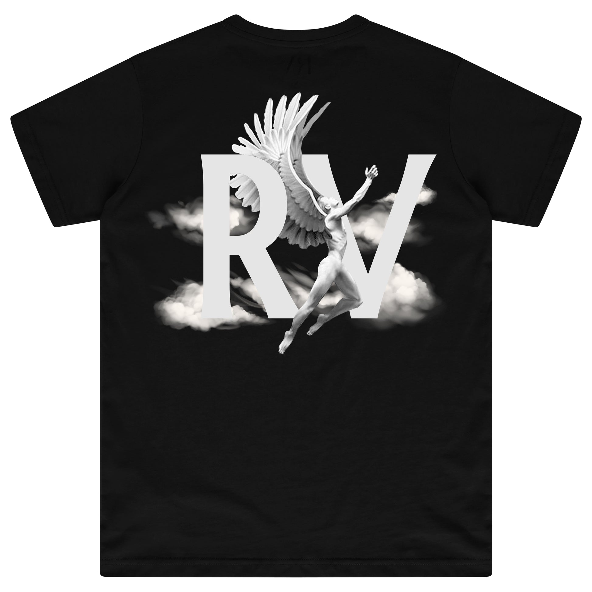 Back flat lay of men’s black Fallen Angel T-shirt – regular fit, Greek Mythology collection.