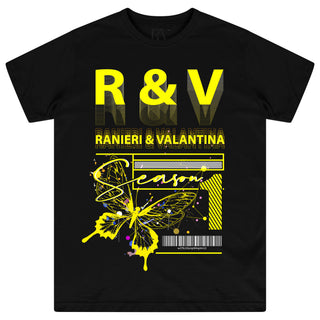 YELLOW BUTTERFLY T-SHIRT - BLACK