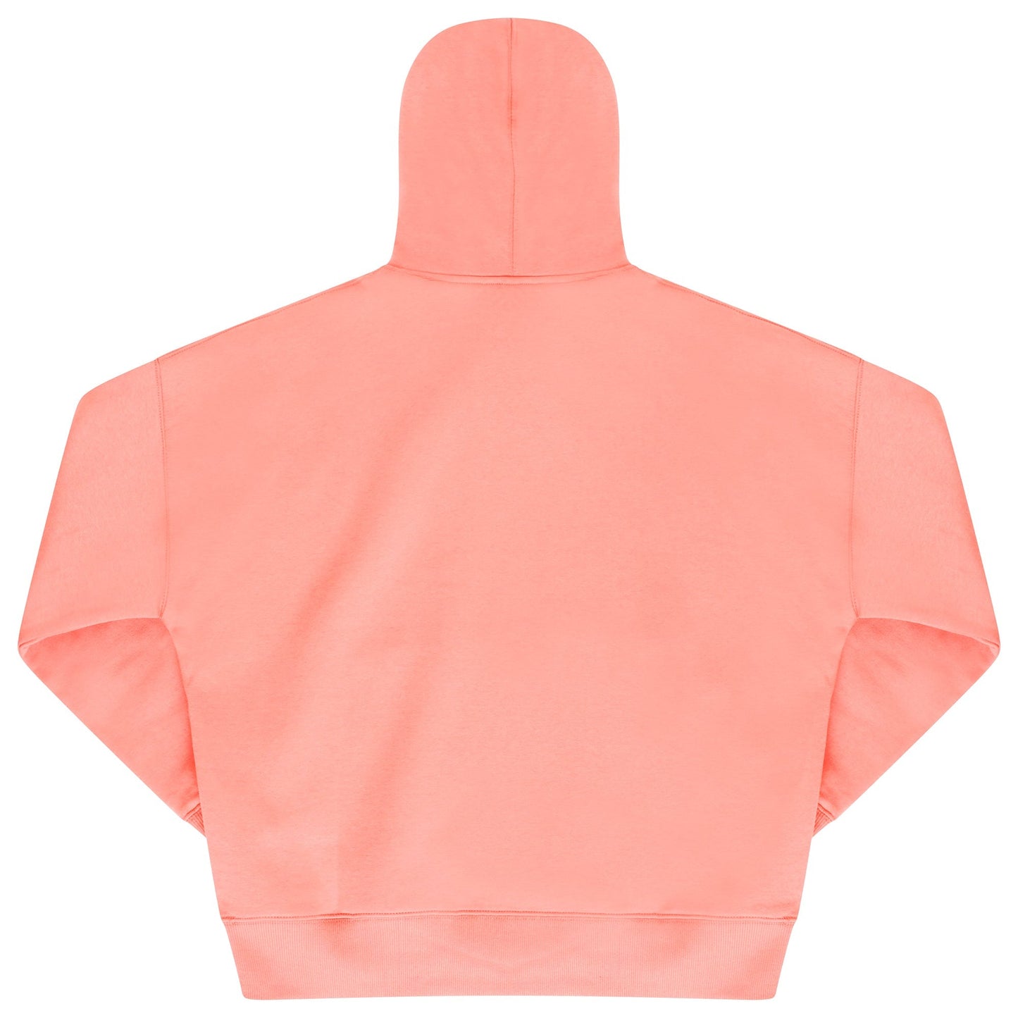 Back flat lay of men’s coral 365 Oversized Hoodie showcasing ribbed hem and cuffs – 365 Collection – oversized fit.