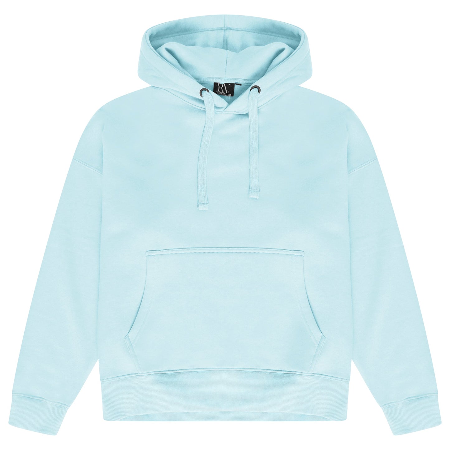 365 Collection with front flat lay of men’s turquoise oversized hoodie.