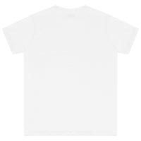 Back view of men's white oversized T-shirt from 365 Collection, flat display.