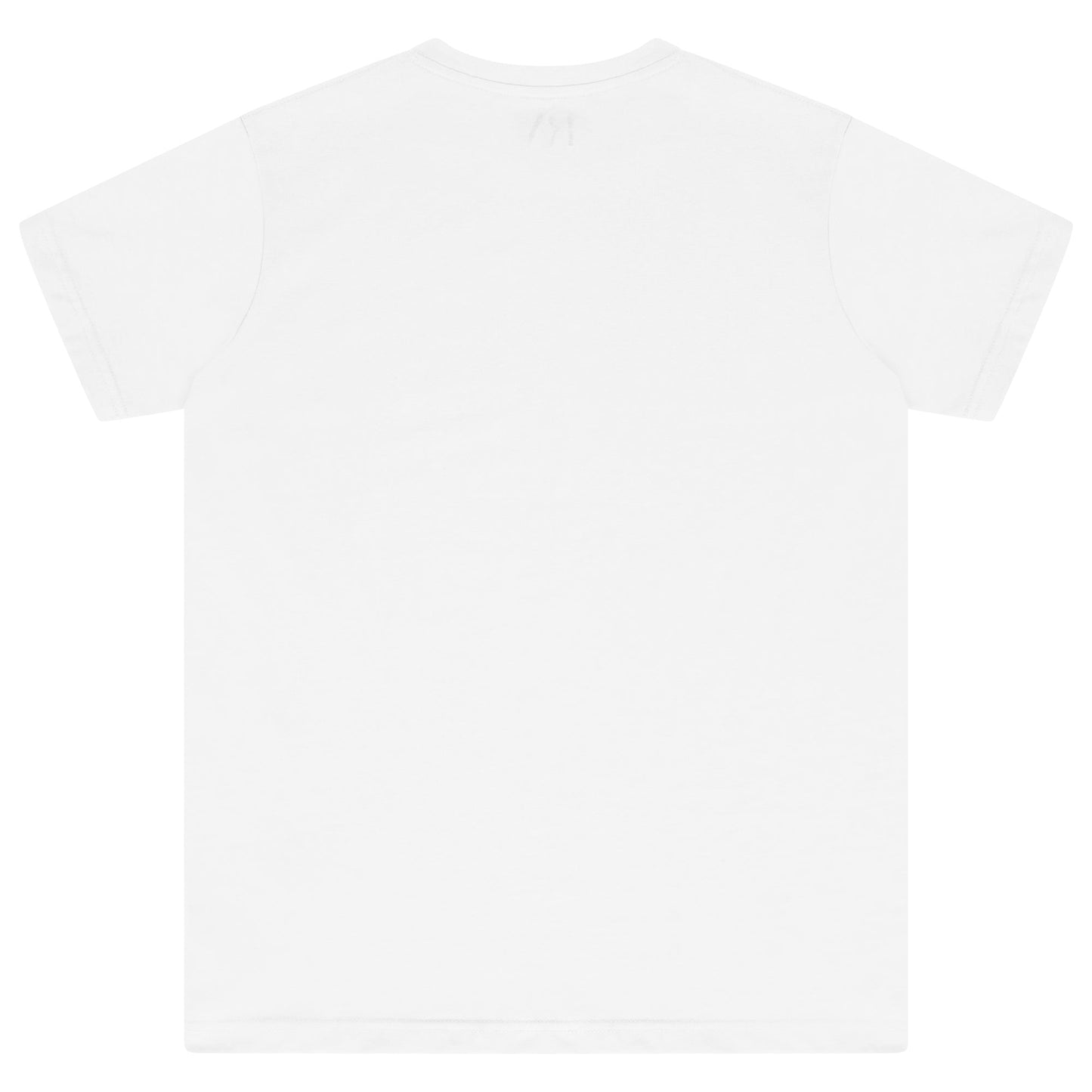 Back view of men's white oversized T-shirt from 365 Collection, flat display.
