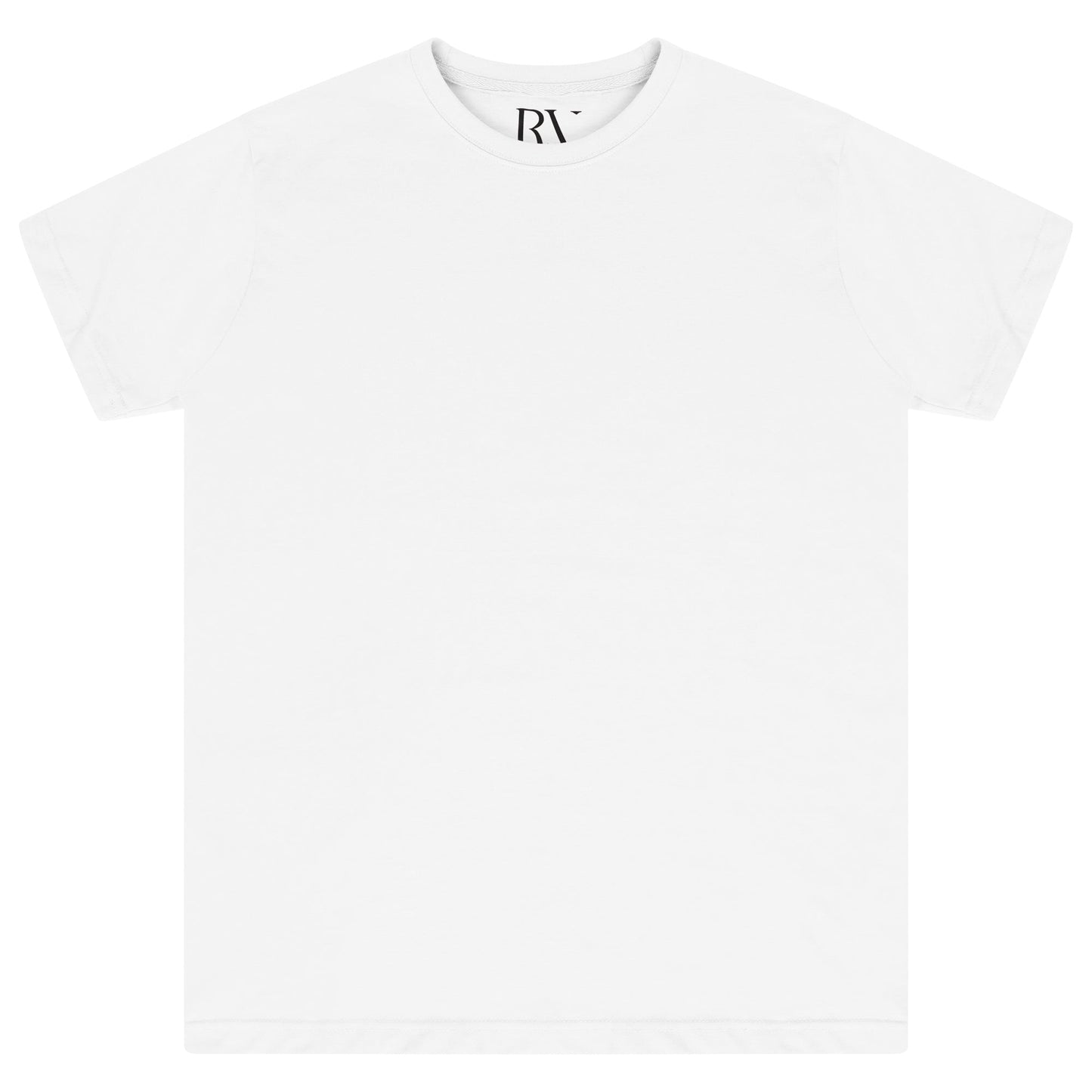 Front view of men's white oversized T-shirt from 365 Collection, laid flat.