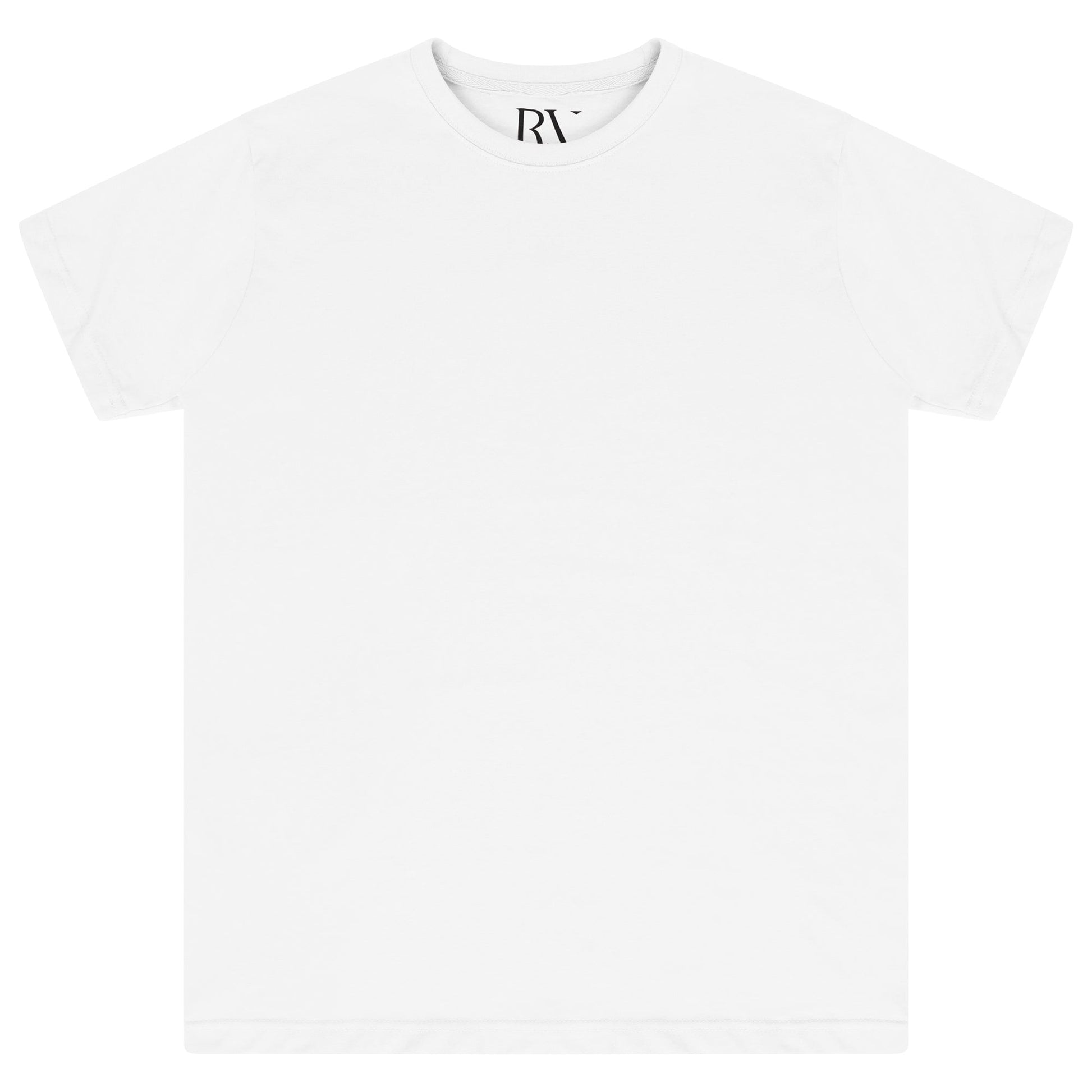 Front view of men's white oversized T-shirt from 365 Collection, laid flat.