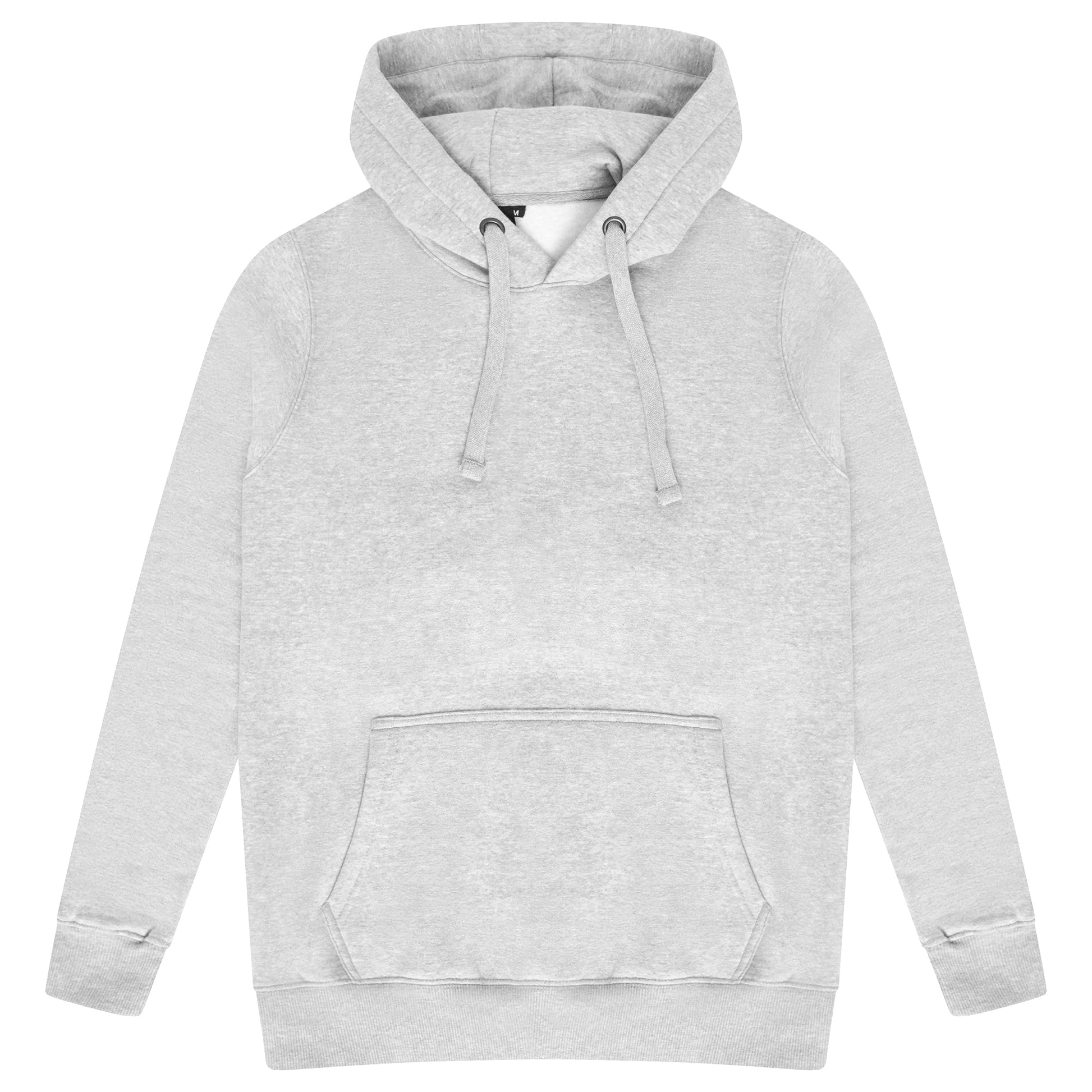 Men’s grey regular hoodie - front view of 365 Regular Hoodie with drawstring hood and kangaroo pocket.