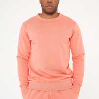 Male model front view wearing coral 365 Regular Sweatshirt and matching sweatpants – 365 Collection – regular fit.