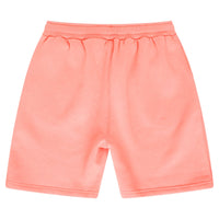 Back flat lay of men’s coral 365 fleece shorts – relaxed fit, 365 Collection. 
