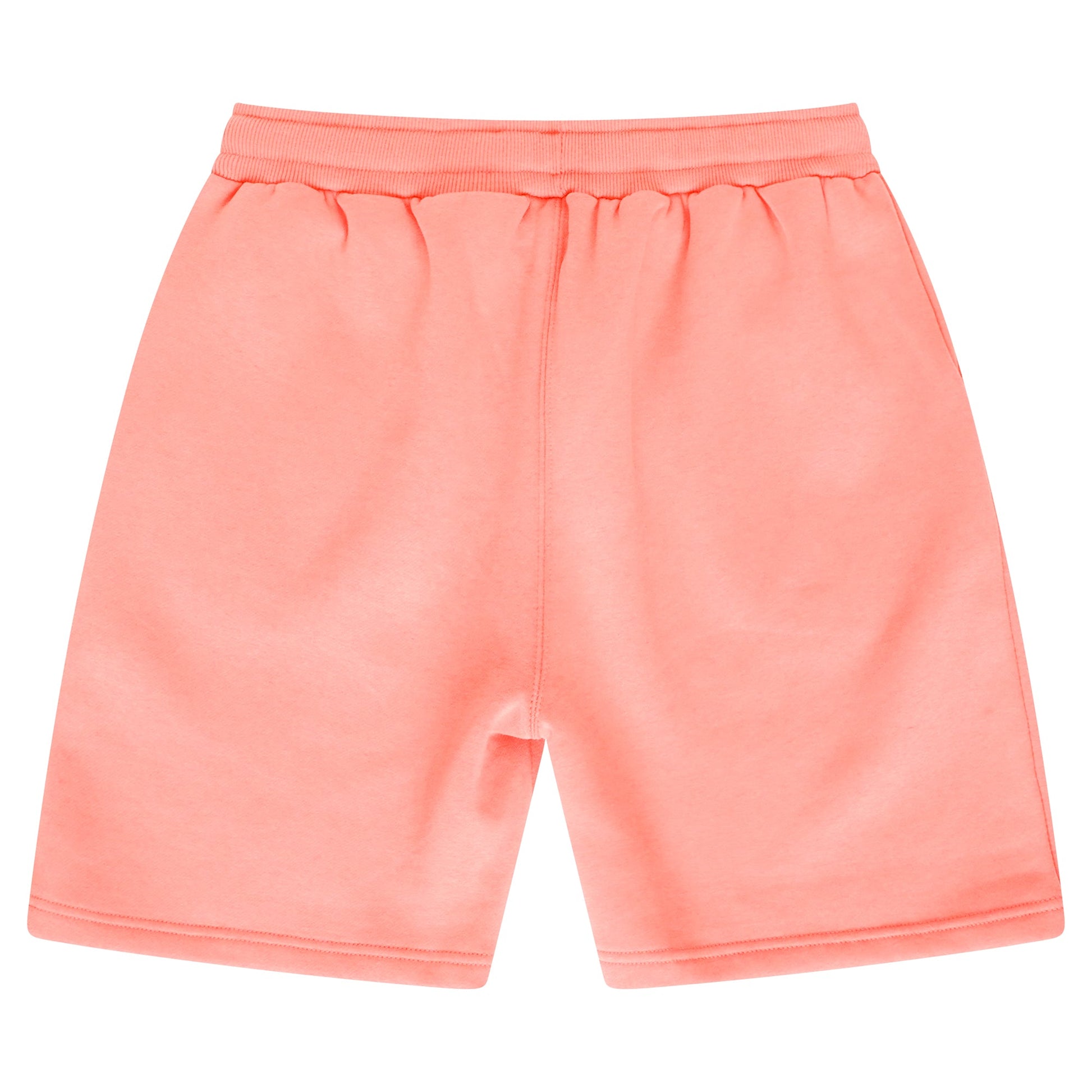 Back view of women’s coral shorts showing relaxed fit and simple design.
