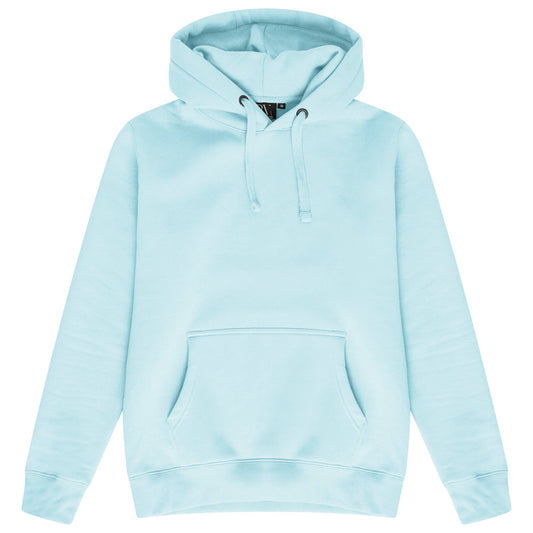 Basic turquoise hoodie for women with adjustable drawstrings and a kangaroo pocket.
