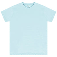 Basic turquoise cotton t-shirt for women, laid flat, round neckline visible.