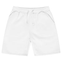 Basic white shorts for women with elastic waistband and drawstring laid flat. 