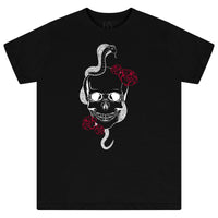 Front flat lay of men’s black Fatal T-shirt with bold skull and snake graphic print - regular fit.