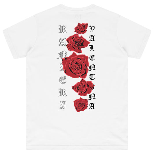 White oversized women’s T-shirt with a clean front, classic round neckline, and short sleeves.