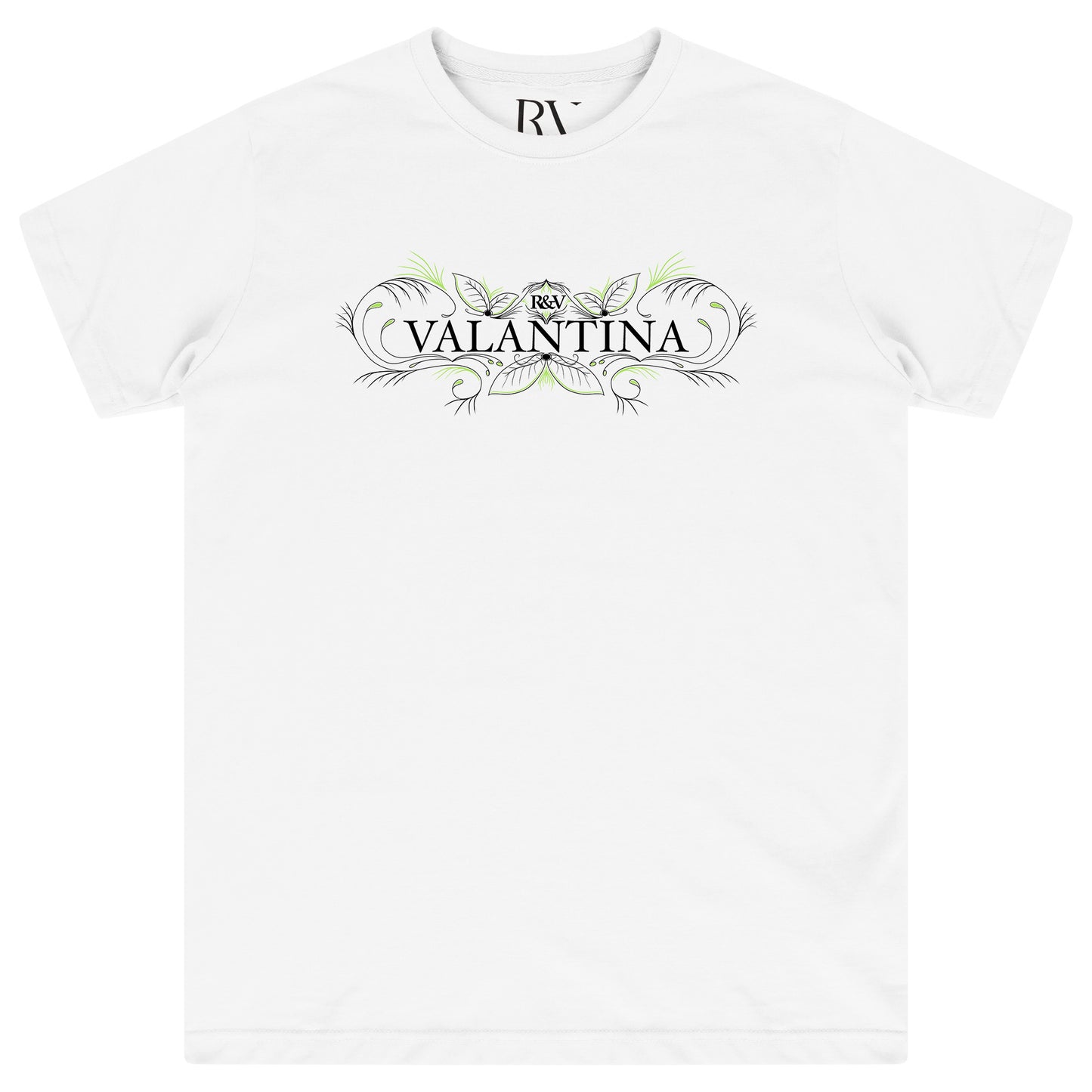 White oversized T-shirt featuring a detailed lush green peacock graphic centered on the chest with a classic crew neckline.