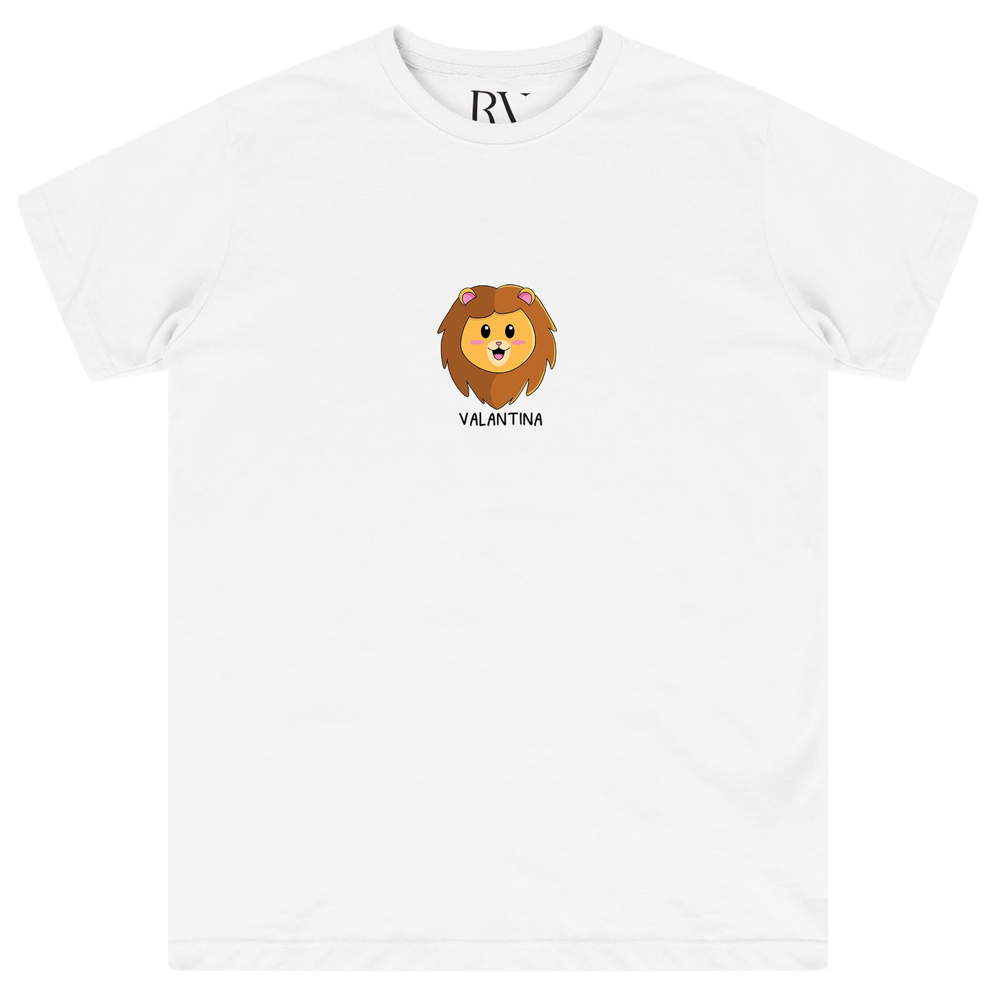 White oversized women’s T-shirt featuring a large bold lion head graphic printed centrally on the chest, classic round neckline, and short sleeves.