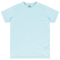 Oversized turquoise cotton t-shirt for women laid flat, round neckline visible. 