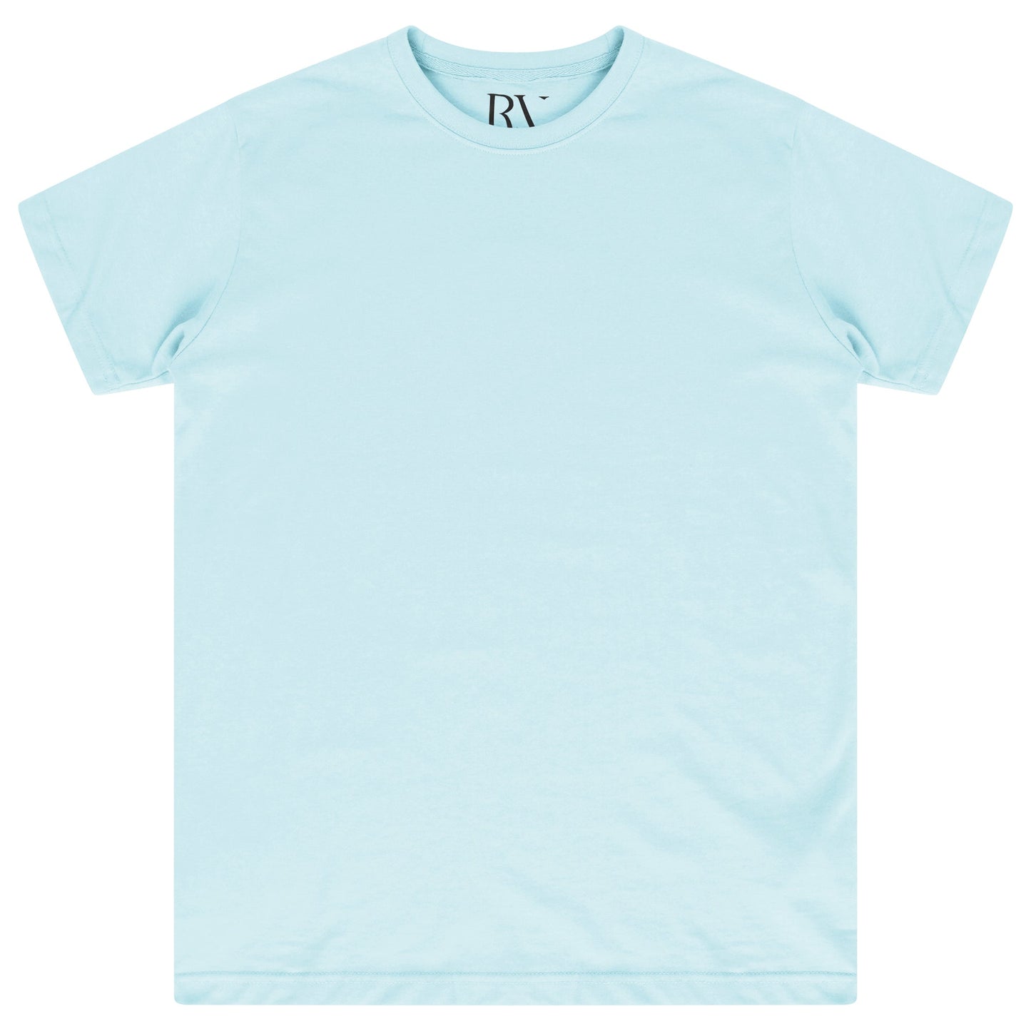 Oversized turquoise cotton t-shirt for women laid flat, round neckline visible. 