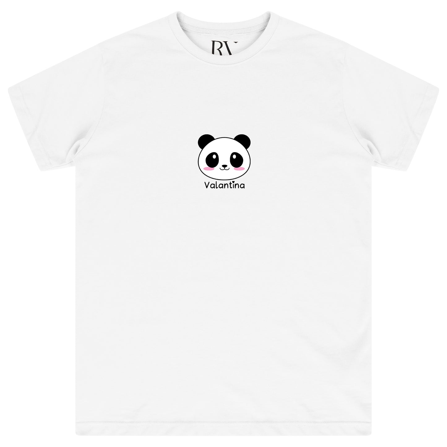 White oversized women’s T-shirt featuring a bold black-and-white panda head graphic printed centrally on the chest, classic round neckline, and short sleeves.