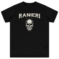 Black oversized T-shirt featuring a bold white “Ride or Die” graphic print centered on the chest with a round neckline and short sleeves.