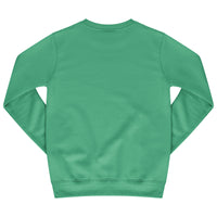 Rear view of green Signature Beverly Hills sweatshirt with ribbed trims and relaxed fit.