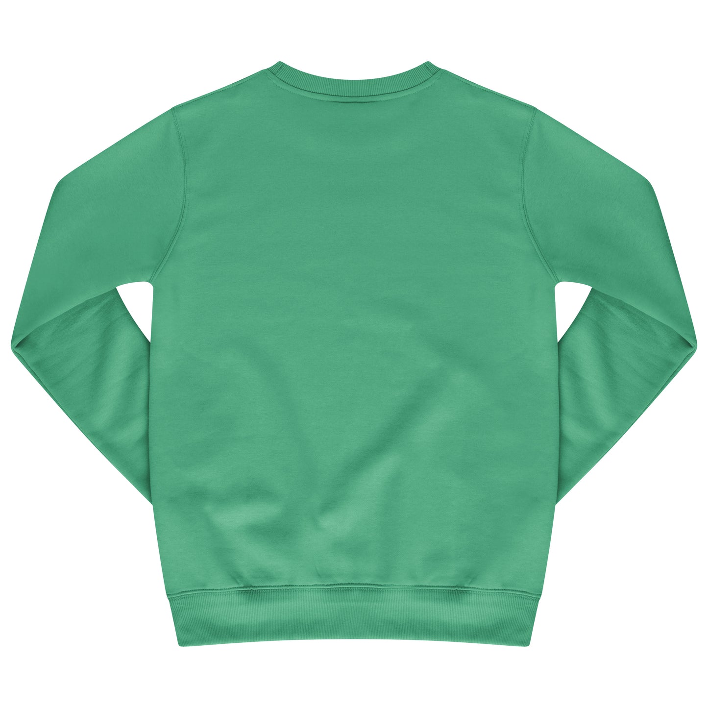 Rear view of green Signature Beverly Hills sweatshirt with ribbed trims and relaxed fit.