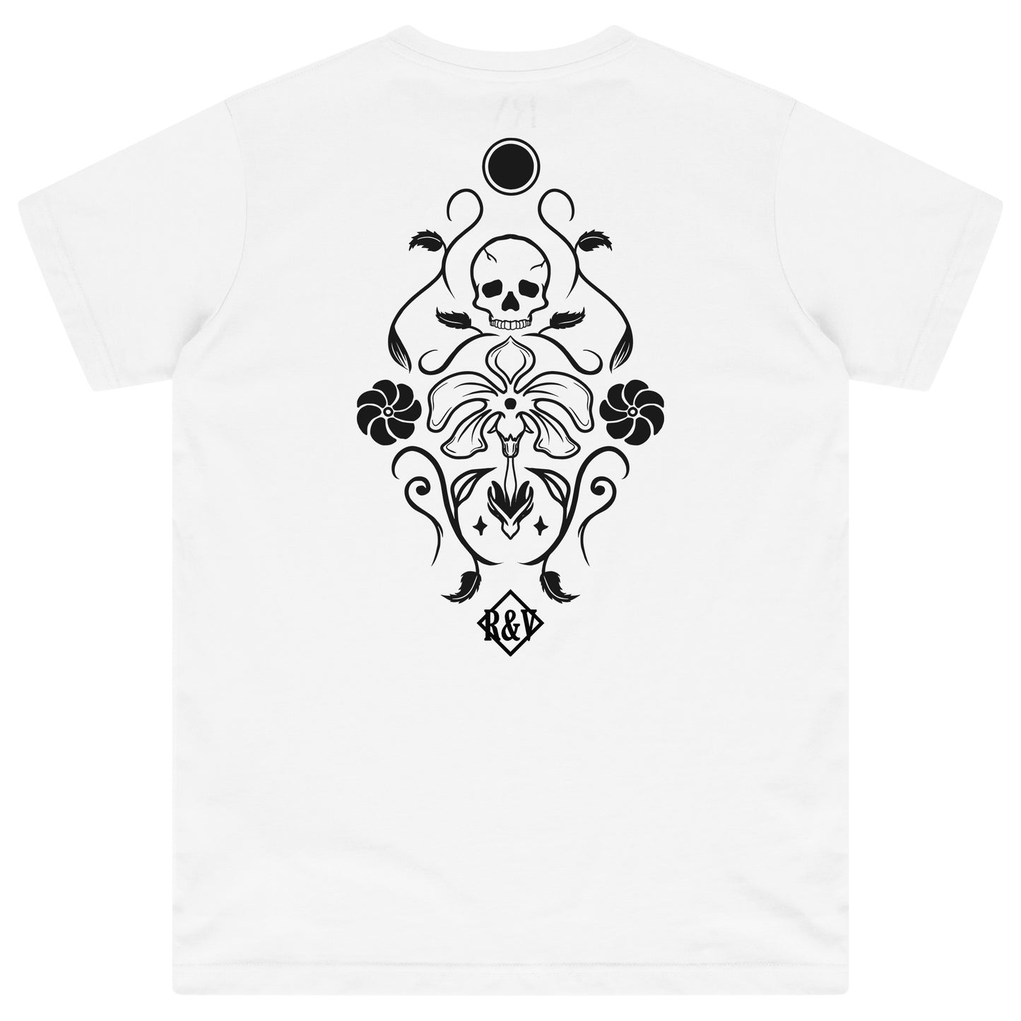 White oversized T-shirt showing a plain front with classic round neckline and short sleeves. 