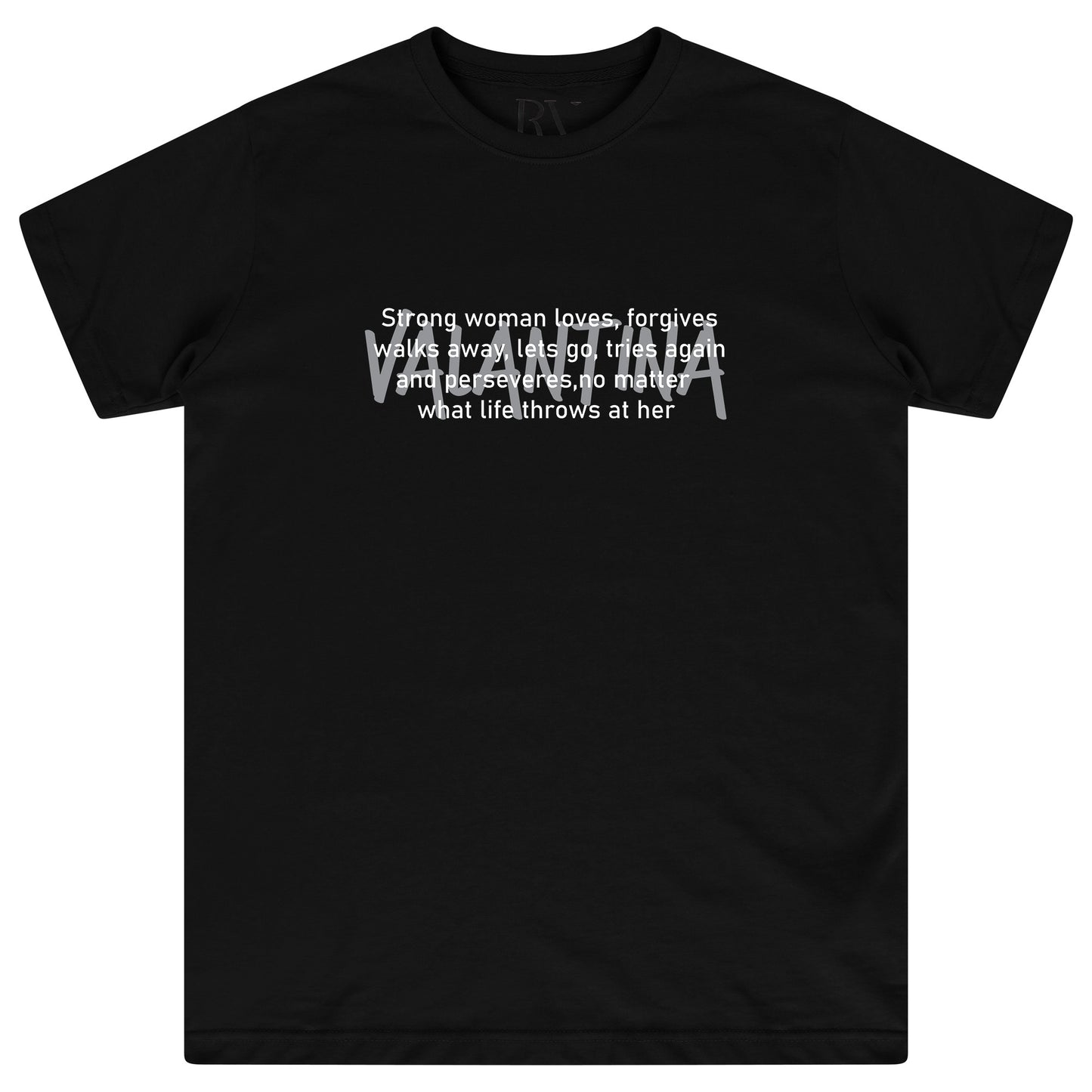 Black Strong Woman Oversized T-Shirt featuring a bold white “STRONG WOMAN” front print, round neckline, and short sleeves.