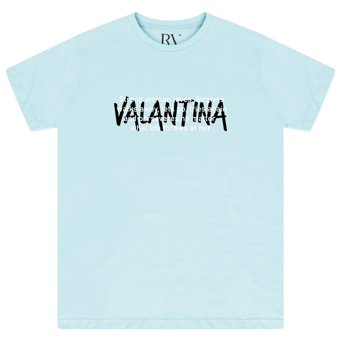 Turquoise Strong Woman Oversized T-Shirt featuring a bold white “STRONG WOMAN” front print, round neckline, and short sleeves.