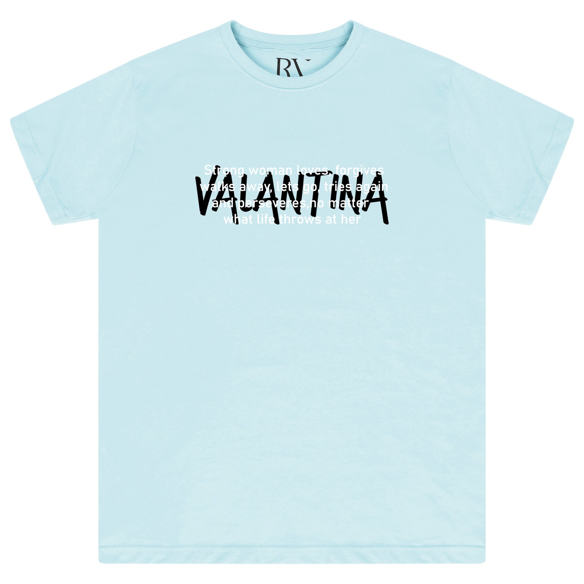 Turquoise Strong Woman Oversized T-Shirt featuring a bold white “STRONG WOMAN” front print, round neckline, and short sleeves.