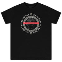 Front flat lay of men’s black Unseen Oversized T-shirt with striking circular front graphic and bold white lettering – oversized fit.