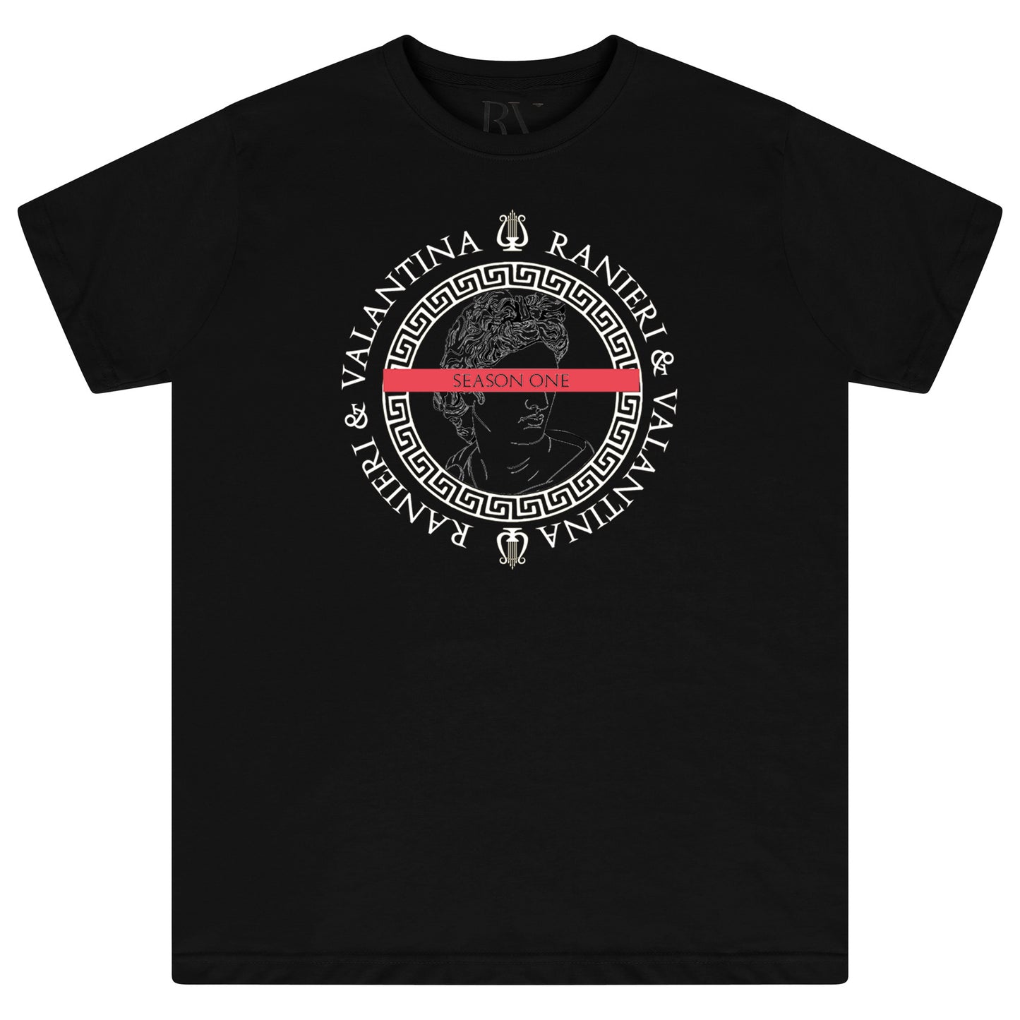 Front flat lay of men’s black Unseen Oversized T-shirt with striking circular front graphic and bold white lettering – oversized fit.