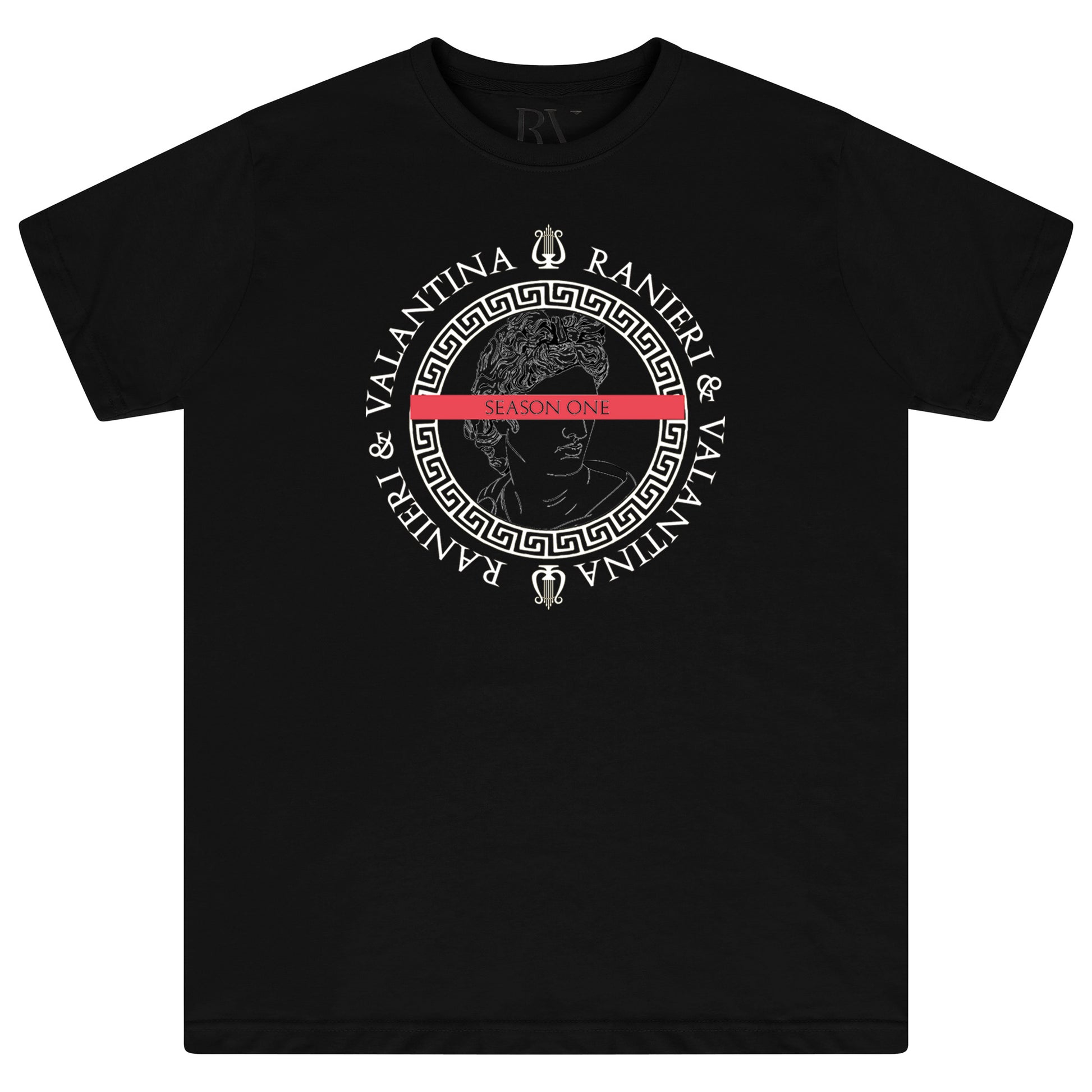Front flat lay of men’s black Unseen Oversized T-shirt with striking circular front graphic and bold white lettering – oversized fit.
