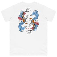 White Twin Koi Oversized T-Shirt showing a clean plain front with classic crew neckline and short sleeves.
