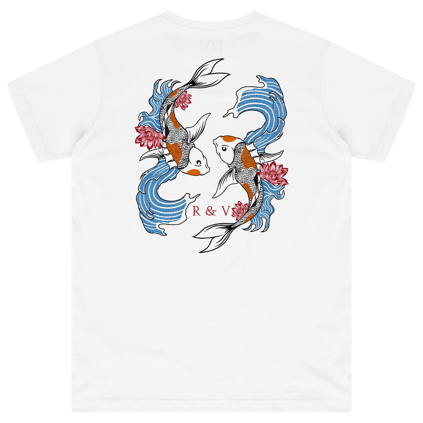 White Twin Koi Oversized T-Shirt showing a clean plain front with classic crew neckline and short sleeves.
